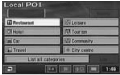 ALPINE NVD-Z001 - The Local POI icons screen appears. Select a desired POI icon by tilting the joystick and press ENTER. - 1