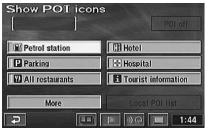 ALPINE NVD-Z001-SPACE-DB-VER-SPACE-4-10- - The show POI icons screen is displayed. Select a desired POI icon by tilting the joystick and press ENTER. - 1