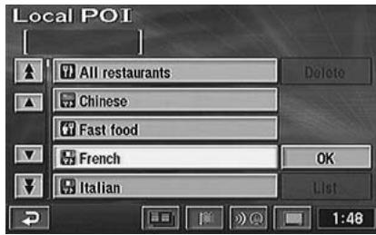 ALPINE NVD-Z001-SPACE-DB-VER-SPACE-4-10- - The list of the desired Local POI icons screen appears. Select the POI icon by tilting the joystick and press ENTER. - 1