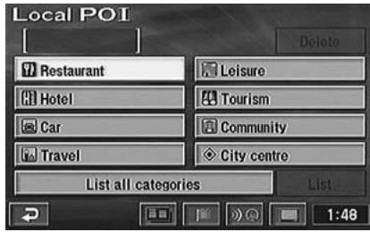 ALPINE NVD-Z001-SPACE-DB-VER-SPACE-4-10- - The Local POI icons screen appears. Select a desired POI icon by tilting the joystick and press ENTER. - 1