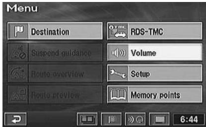 ALPINE NVD-Z001-SPACE-DB-VER-SPACE-4-10- - Press the MENU button to display the main menu. Select "Volume" from the main menu by tilting the joystick and press ENTER. - 1