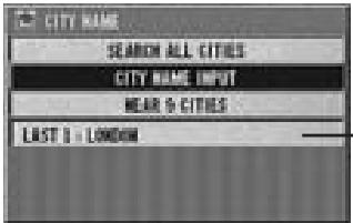 ALPINE NVE-N077P-PS-SPACE-SOFTWARE - The city name selection menu is displayed. There are 4 choices you can select. Select the desired menu item and press ENTER. - 1