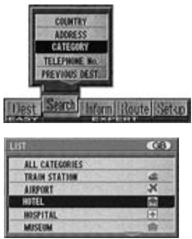 ALPINE NVE-N077P-PS-SPACE-SOFTWARE - Select "CATEGORY" and press ENTER to display the category list. - 1