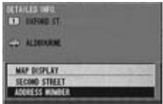 ALPINE NVE-N077P-PS-SPACE-SOFTWARE - The Detailed Information screen appears. Select "ADDRESS NUMBER" from the menu and press ENTER. - 1