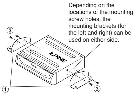 ALPINE NVE-N077PS - Mount the brackets ①. - 1