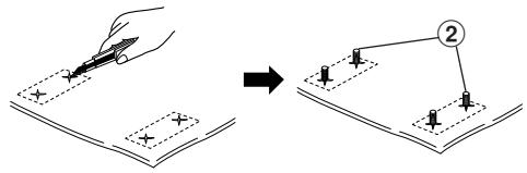 ALPINE NVE-N077PS - Cut the carpet in "x" shape with a cutter and insert the floor bases ② from under side of the carpet. - 1