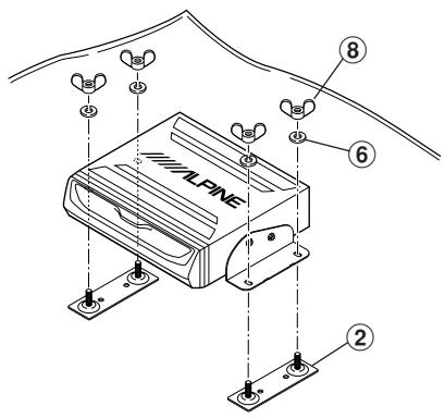 ALPINE NVE-N077PS - Determine mounting position of the floor bases ② for placement under the carpet. - 1