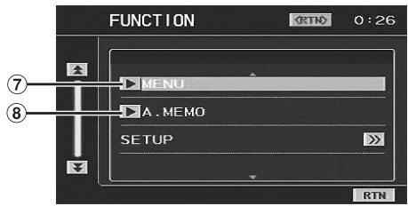 FUNCTION ⑦ MENU A . MEMO SETUP RTN 0 : 26