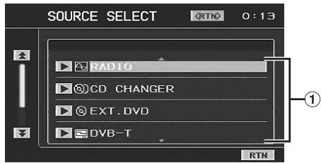 SOURCE SELECT RTN 0:13 RADIO CD CHANGER EXT. DVD DVB-T RTN