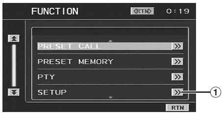 FUNCTION PRESET CALL PRESET MEMORY PTY SETUP RTN 0:19