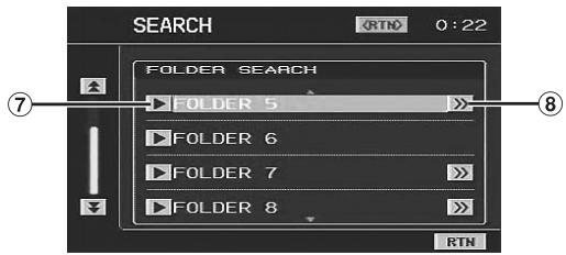 SEARCH FOLDER SEARCH FOLDER 5 FOLDER 6 FOLDER 7 FOLDER 8 RTN 0:22 ⑦ ⑧ RTN