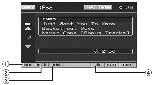 SOURCE iPod NAV CONTROL 0:23 INFO. Just Want You To Know Backstreet Boys Never Gone [Bonus Tracks] 2:50 ① ② ③ MUTE FUNC ④