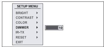 BRIGHT CONTRAST COLOR DIMMER IR-TX RESET EXIT