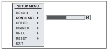 BRIGHT CONTRAST COLOR DIMMER IR-TX RESET EXIT