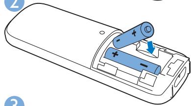 PHILIPS D1652 Double combiné - Installation des piles fournies - 2