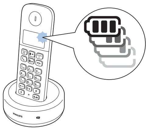 PHILIPS D1652 Double combiné - Vérification du niveau de charge de la batterie - 1