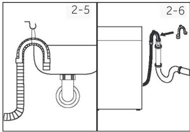 CANDY BWR495BL8-S - Raccordement du tuyau flexible de vidange à l'évier - 1