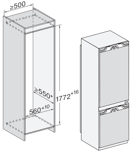 MIELE KFN 7764 C - Encastrement dans un meuble haut/Vue latérale - 1