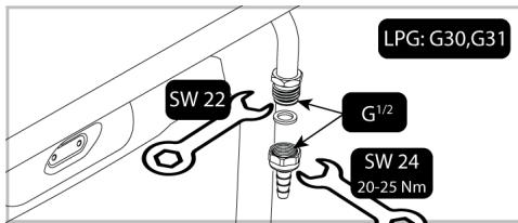 BEKO EDM5 - Raccord avec flexible de gaz serré (sans fi-letage) - 1
