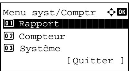 KYOCERA M2030DN,  2030 - Affichage du menu historique du journal des travaux - 1
