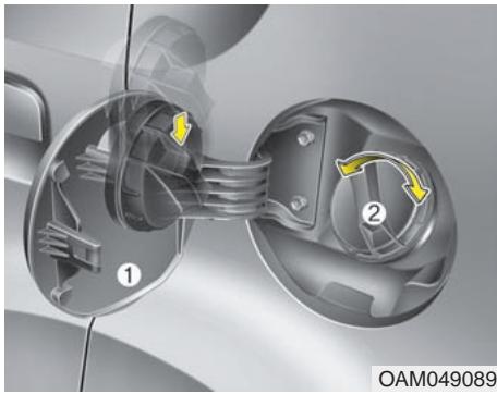 KIA SOUL - Ouverture du volet du réservoir de carburant - 1