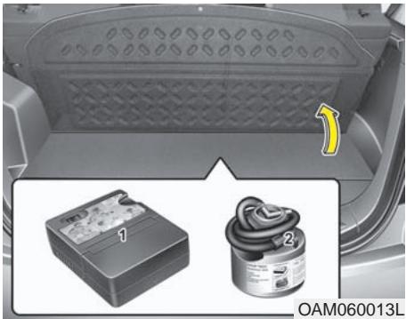 KIA SOUL - En cas de crevaison (avec une trousse de réparation de PNEU, si équipée) - 1