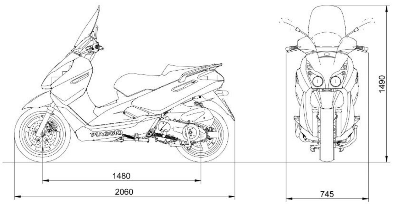 PIAGGIO X7 - Dimensions and mass - 1
