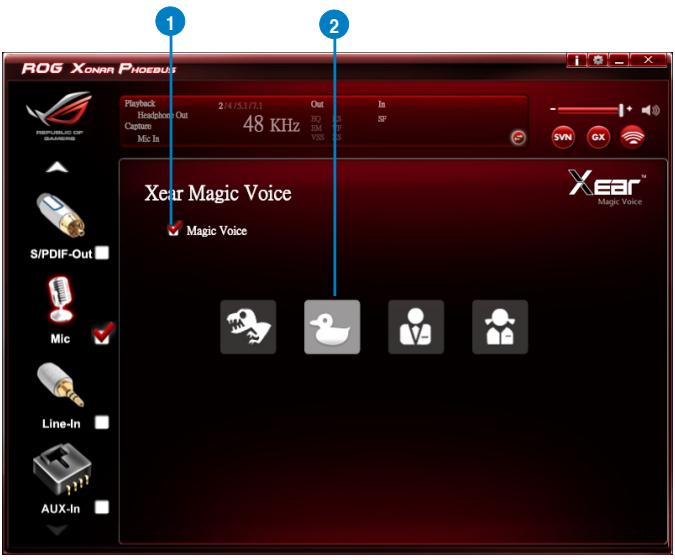 ROG XONAR PHOEBUS 1 2 Playback 2/4/5.1/7.1 Out In Bluetooth Out 48 KHz Capton S/N VSS SF Xear Magic Voice Magic Voice XEAR™ Magic Voice S/PDIF-Out Mic Line-In AUX-In