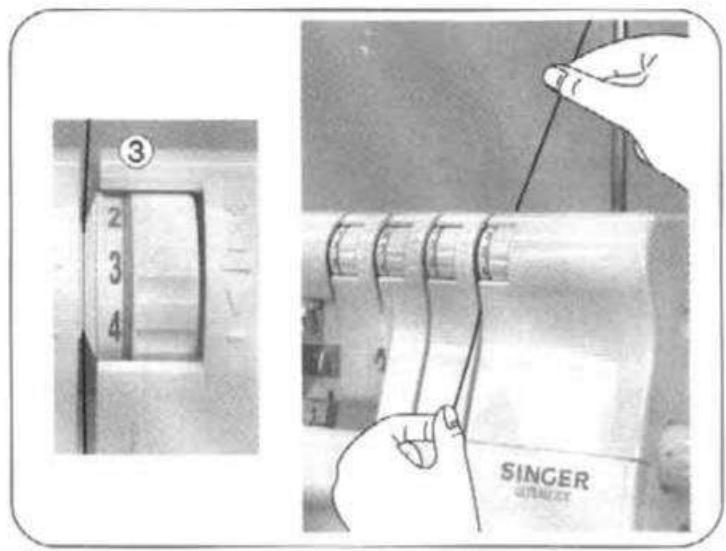SINGER 14SH654 - 2) Enfilage du boucleur inférieur (jaune) - 3