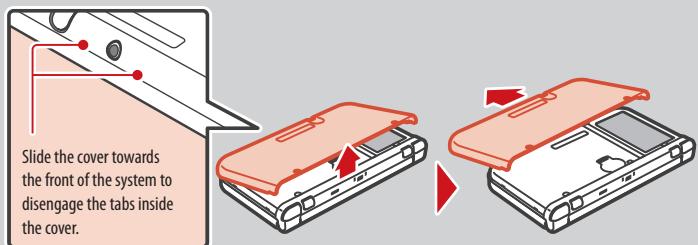NINTENDO NEW 3DS - Slightly lift the back edge of the cover first and then slide it towards the front of the system. - 1