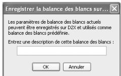 NIKON CAPTURE - Sélectionnez Enregistrez les paramètres sur l'appareil photo... dans le menu des paramètres de la balance des blancs Enregister la balance des blancs sur... Enregister la balance des blancs sur... - 1