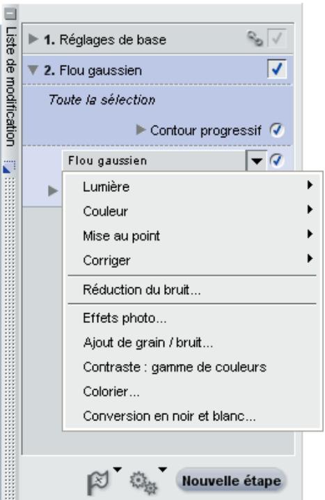 NIKON CAPTURE NX - Menu déroulant Réglage &amp; Filtre - 1