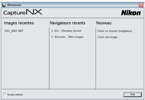 NIKON CAPTURE NX - Afficher l'écran de bienvenue - 1