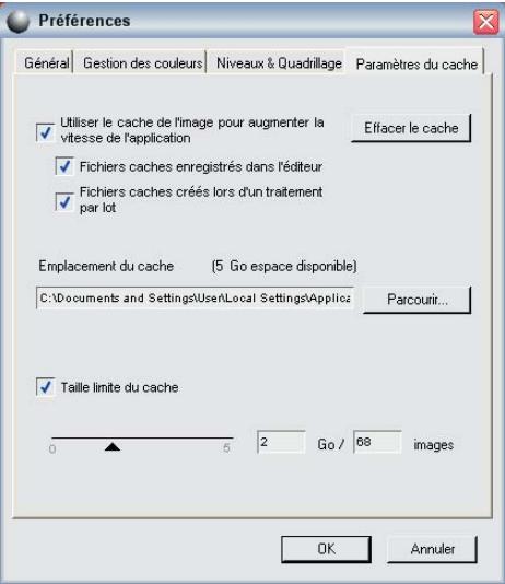 NIKON CAPTURE NX - Paramètres du cache - 1