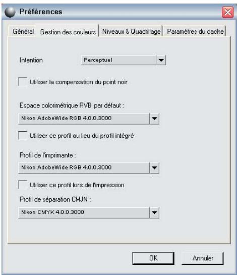 NIKON CAPTURE NX - Gestion des couleurs - 1