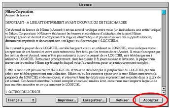 NIKON SCAN - Étape 3—accepter le contrat de licence - 1
