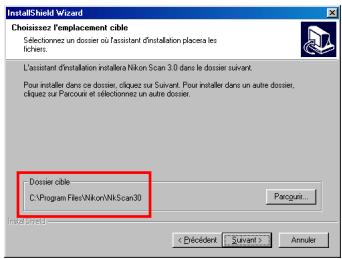 NIKON SCAN - Étape 7—CHOISIR un emplacement pour nikon scan - 1