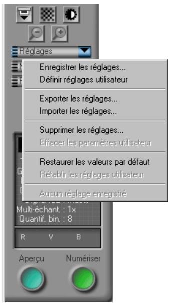 NIKON SCAN - Menu des paramètres - 1