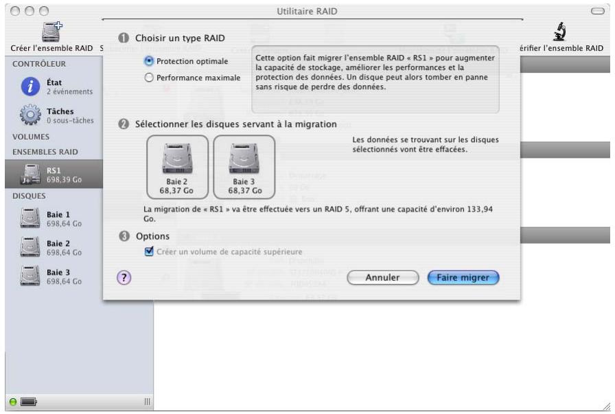 APPLE UTILITAIRE RAID - Migration d'un volume existant vers un volume RAID - 1