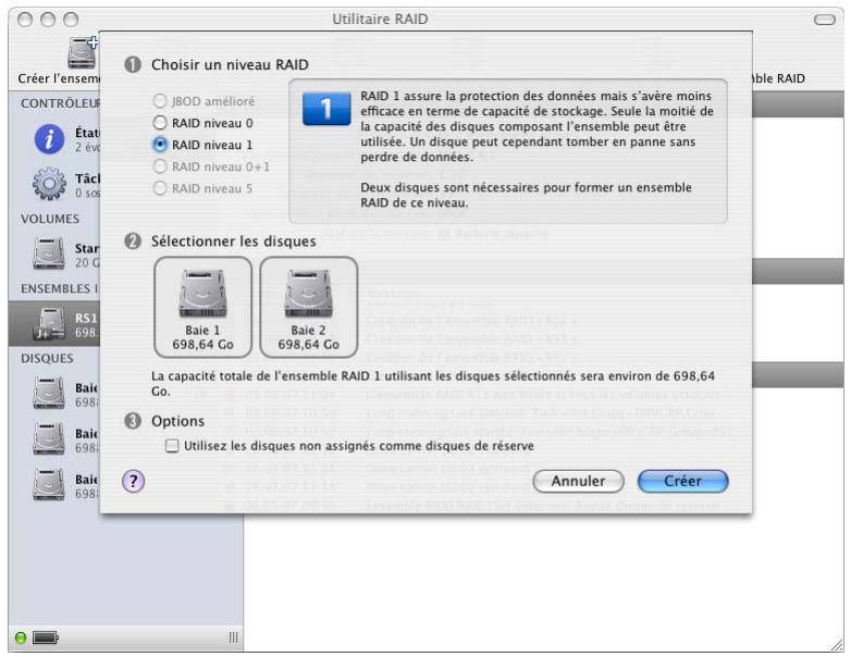 APPLE UTILITAIRE RAID - Création d'un ensemble RAID - 1