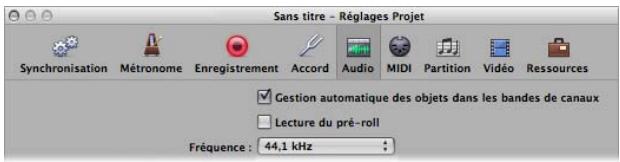 APPLE LOGIC EXPRESS 8 - Pour définir la fréquence d'échantillonnage d'un projet, effectuez l'une des opérations suivantes : - 1