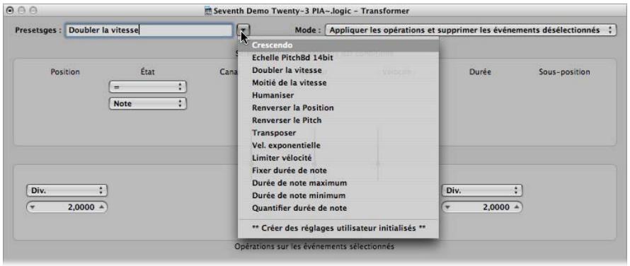 APPLE LOGIC EXPRESS 8 - Choix et utilisation des jours de transformations - 1
