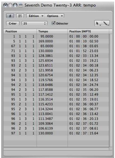 APPLE LOGIC EXPRESS 8 - Utilisation de la liste de tempos - 1