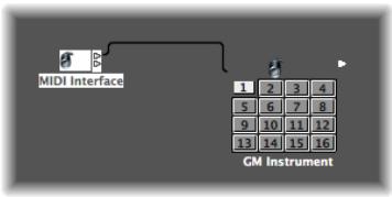 APPLE LOGIC EXPRESS 8 - Pour établir une connexion entre deux objets - méthode 1 : - 2