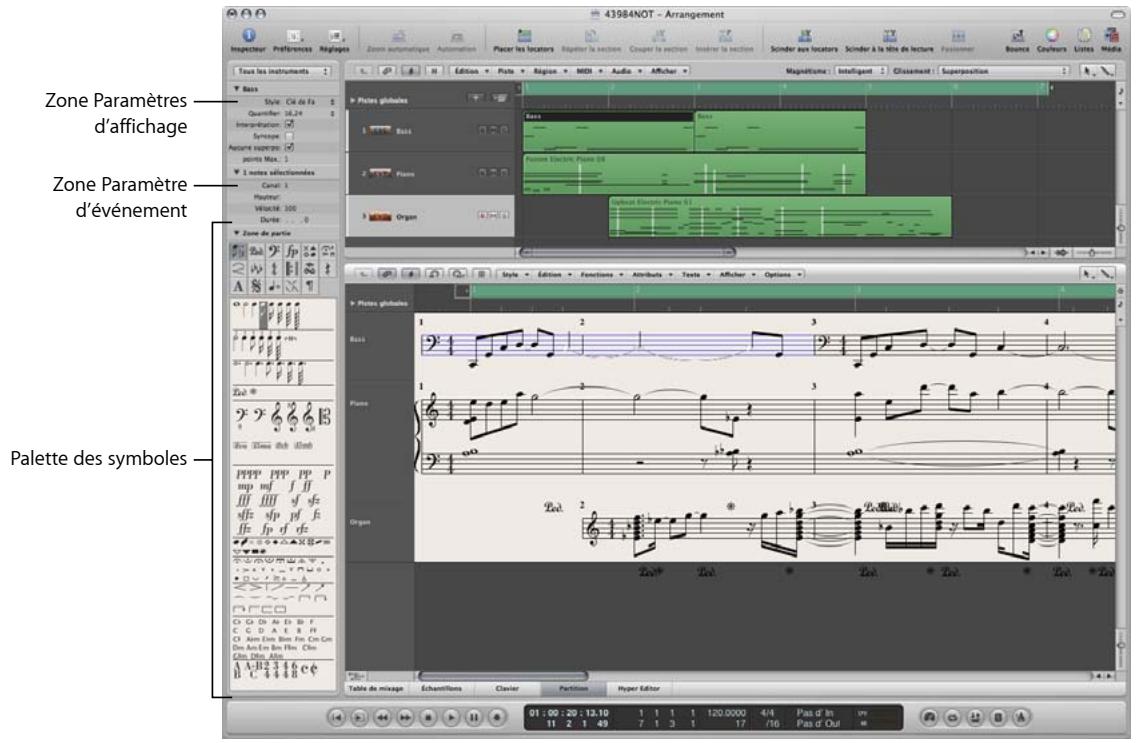APPLE LOGIC EXPRESS 8 - L'éditeur de partition vous permet de visualiser et d'éditer les régions MIDI sous forme de notation musicale traditionnelle. - 1
