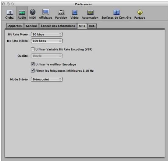 APPLE LOGIC EXPRESS 8 - Préférences MP3 - 1