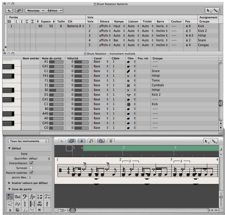 APPLE LOGIC EXPRESS 8 - Notation batterie avec styles de portée mis en correspondance - 1