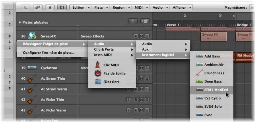 APPLE LOGIC EXPRESS 8 - Pour réassigner une piste à une bande de canal spécifique : - 1