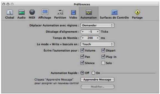 APPLE LOGIC EXPRESS 8 - Préférences d'automatisation - 1