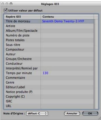 APPLE LOGIC EXPRESS 8 - Écrire les balises id3/réglages ID3 - 1